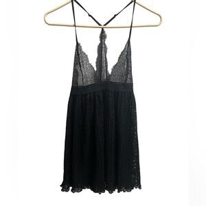 Victoria’s Secret Black Lace Racerback Babydoll Slip Nightie Dress SZ M